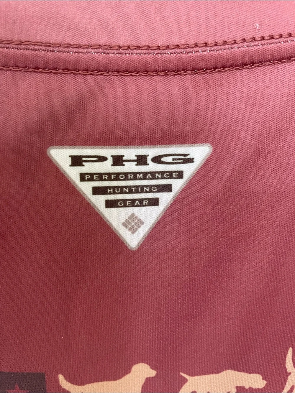 Columbia White Dog Silhouette Flag long sleeve UPF - dark red 2XL